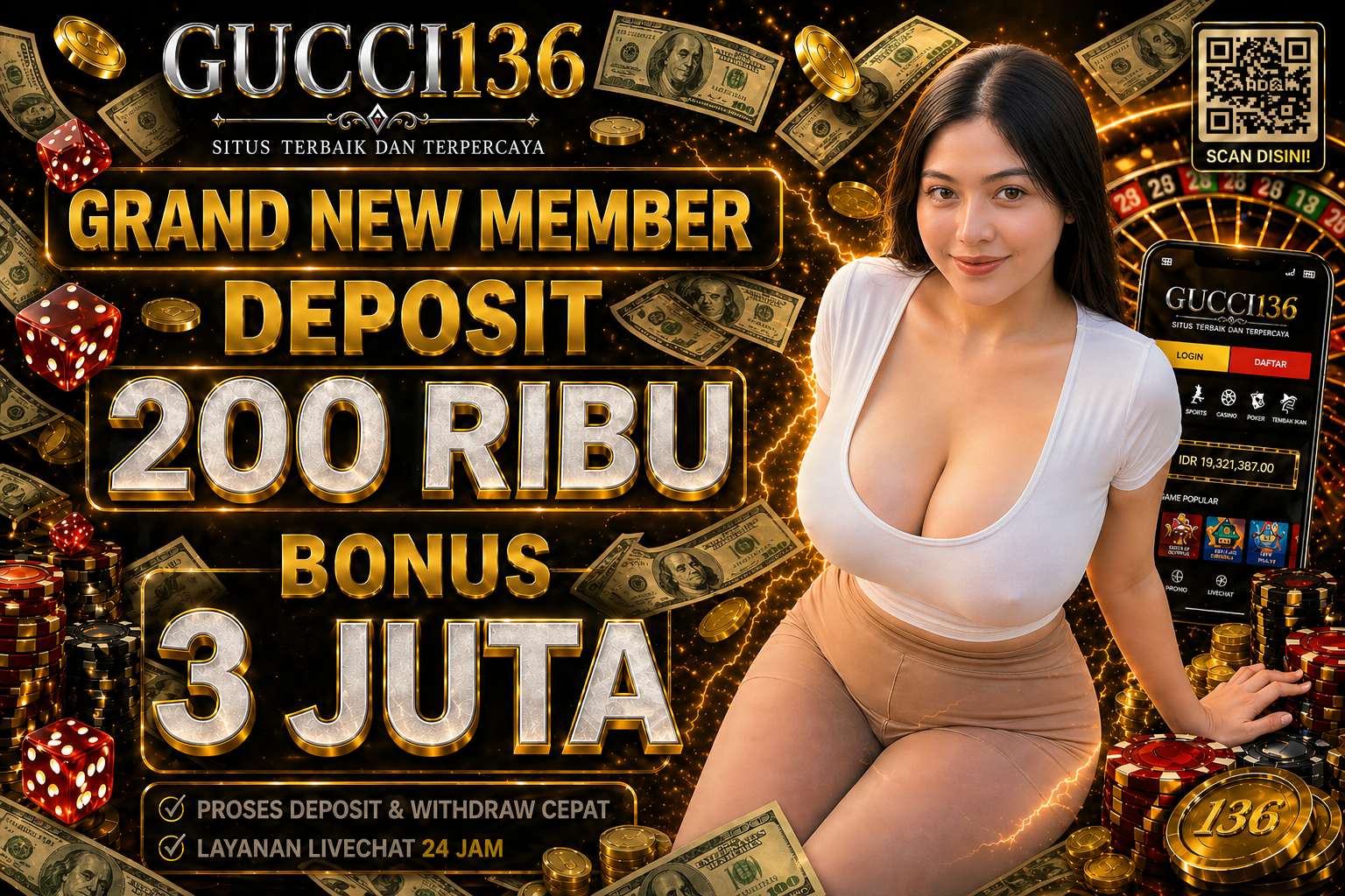 GUCCI136 : Link Agen Slot Gacor Resmi Terbaru Bonus New Member 100% promo